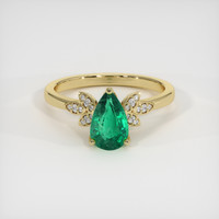 1.03 Ct. Emerald Ring, 18K Yellow Gold 1