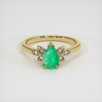 0.66 Ct. Emerald Ring, 18K Yellow Gold 1