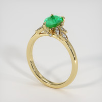 0.66 Ct. Emerald Ring, 18K Yellow Gold 2