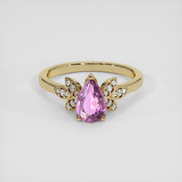 1.06 Ct. Pinkish Purple Sapphire Ring, 18K Yellow Gold 1