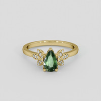 0.71 Ct. Green Sapphire Ring, 18K Yellow Gold 1