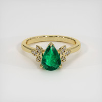 0.68 Ct. Emerald Ring, 18K Yellow Gold 1