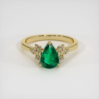 0.68 Ct. Emerald Ring, 18K Yellow Gold 1