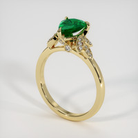 0.68 Ct. Emerald Ring, 18K Yellow Gold 2