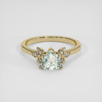 0.87 Ct. Bluish Green Sapphire Ring, 18K Yellow Gold 1