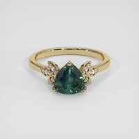 1.65 Ct. Bluish Green Sapphire Ring, 18K Yellow Gold 1