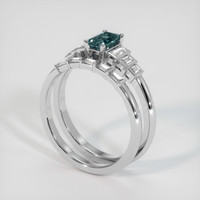 0.74 Ct. Greenish Blue Sapphire Ring, 10K White Gold 2