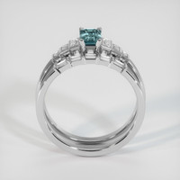 0.74 Ct. Greenish Blue Sapphire Ring, 10K White Gold 3
