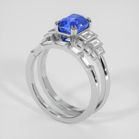 3.15 Ct. Blue Sapphire Ring, 14K White Gold 2