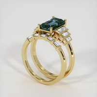3.10 Ct. Greenish Blue Sapphire Ring, 14K Yellow Gold 2