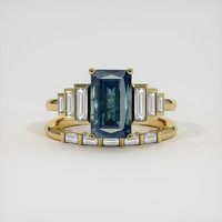3.10 Ct. Greenish Blue Sapphire Ring, 18K Yellow Gold 1