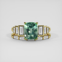 2.67 Ct. Bluish Green Sapphire Ring, 18K Yellow Gold 1