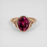3.26 Ct. Pinkish Red Rubellite Tourmaline Ring, 14K Rose Gold 1