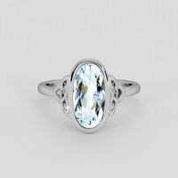 1.78 Ct. Blue Aquamarine Ring, Silver 1