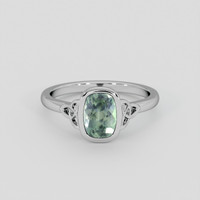 1.10 Ct. Bluish Green Sapphire Ring, Silver 1