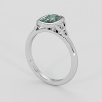 1.10 Ct. Bluish Green Sapphire Ring, Silver 2