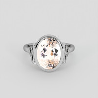 4.01 Ct. Peach Morganite Ring, 14K White Gold 1