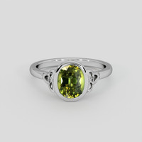 1.90 Ct. Yellowish Green Sapphire Ring, 18K White Gold 1
