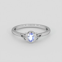 0.41 Ct. Blue Sapphire Ring, 18K White Gold 1