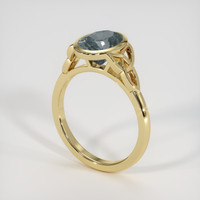 3.35 Ct. Greyish Blue Sapphire Ring, 14K Yellow Gold 2