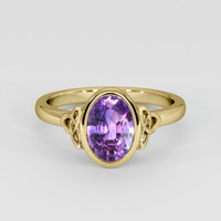 2.03 Ct. Pinkish Purple Sapphire Ring, 14K Yellow Gold 1