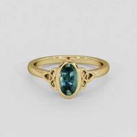 1.45 Ct. Bluish Green Sapphire Ring, 14K Yellow Gold 1