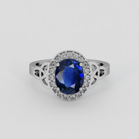 2.58 Ct. Blue Sapphire Ring, Platinum 950 1
