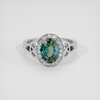 1.83 Ct. Bluish Green Sapphire Ring, Platinum 950 1
