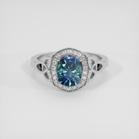 1.69 Ct. Greenish Blue Sapphire Ring, Platinum 950 1