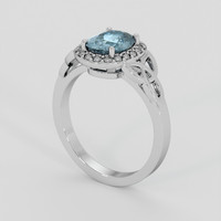 2.28 Ct. Greyish Blue Sapphire Ring, Platinum 950 2