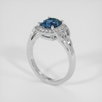 1.69 Ct. Greenish Blue Sapphire Ring, 14K White Gold 2