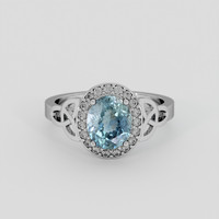 2.28 Ct. Greyish Blue Sapphire Ring, 14K White Gold 1