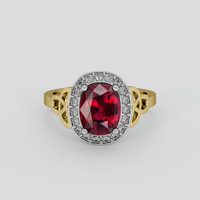 2.67 Ct. Purplish Red Spinel Ring, 18K White & Yellow 1