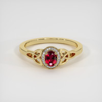 0.44 Ct. Ruby Ring, 18K Yellow Gold 1