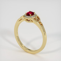 0.44 Ct. Ruby Ring, 18K Yellow Gold 2