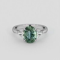 2.53 Ct. Bluish Green Sapphire Ring, Platinum 950 1