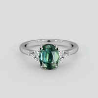2.52 Ct. Bluish Green Sapphire Ring, Platinum 950 1