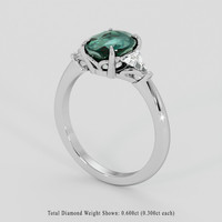 2.52 Ct. Bluish Green Sapphire Ring, Platinum 950 2
