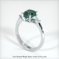 2.43 Ct. Greenish Blue Sapphire Ring, 10K White Gold 2