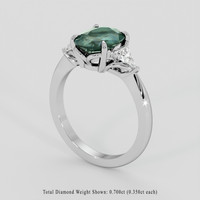 2.53 Ct. Bluish Green Sapphire Ring, 14K White Gold 2