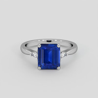3.70 Ct. Blue Sapphire Ring, 14K White Gold 1