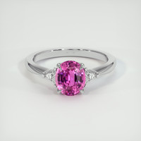 2.06 Ct. Pink Sapphire Ring, 18K White Gold 1