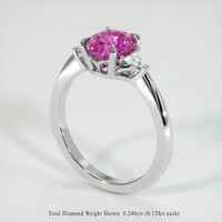 2.06 Ct. Pink Sapphire Ring, 18K White Gold 2