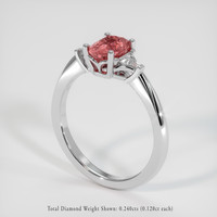 1.04 Ct. Padparadscha Sapphire Ring, 18K White Gold 2