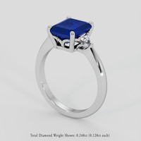 3.70 Ct. Blue Sapphire Ring, 18K White Gold 2