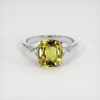 4.54 Ct. Yellowish Brown Sapphire Ring, 18K White Gold 1
