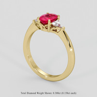0.87 Ct. Pinkish Red Ruby Ring, 10K Yellow Gold 2