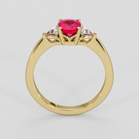 0.87 Ct. Pinkish Red Ruby Ring, 14K Yellow Gold 3