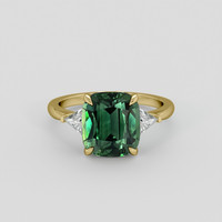 4.07 Ct. Green Sapphire Ring, 14K Yellow Gold 1