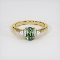 1.37 Ct. Green Sapphire Ring, 14K Yellow Gold 1
